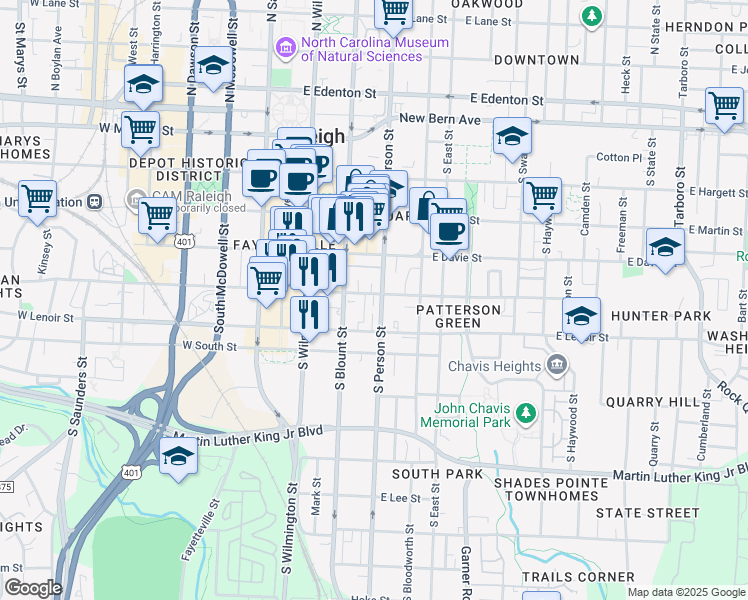map of restaurants, bars, coffee shops, grocery stores, and more near 216 Regan Lane in Raleigh