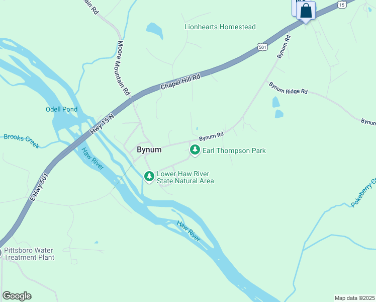 map of restaurants, bars, coffee shops, grocery stores, and more near 199 Bynum Hill Road in Pittsboro