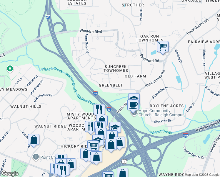 map of restaurants, bars, coffee shops, grocery stores, and more near 703 Godwin Court in Raleigh