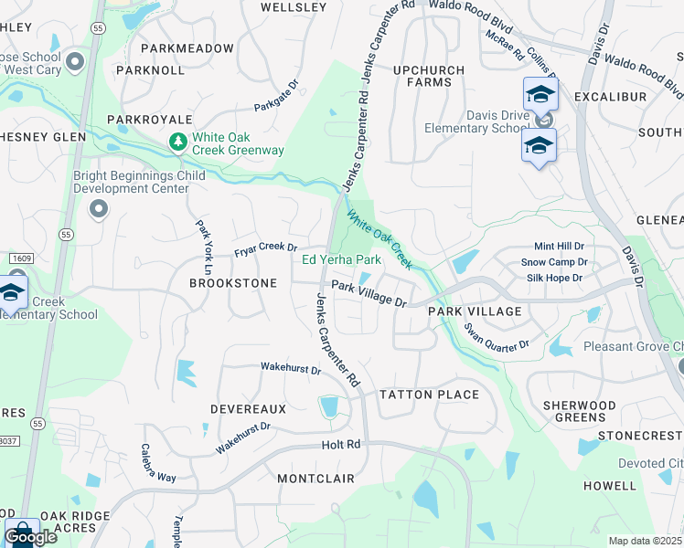 map of restaurants, bars, coffee shops, grocery stores, and more near 104 Unaka Court in Cary