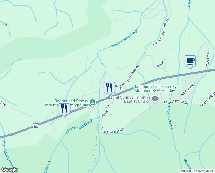 map of restaurants, bars, coffee shops, grocery stores, and more near 4921 Hooper Highway in Cosby