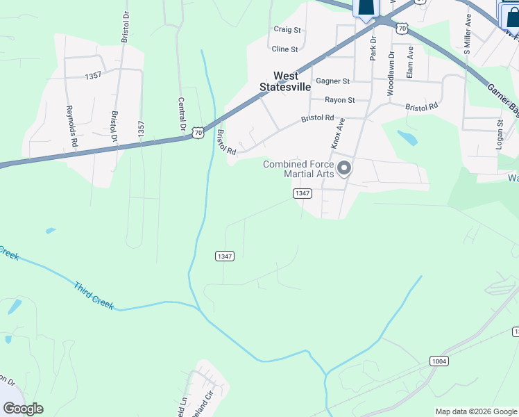 map of restaurants, bars, coffee shops, grocery stores, and more near 1247 Williams Road in Statesville