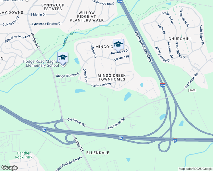 map of restaurants, bars, coffee shops, grocery stores, and more near 905 Savin Landing in Knightdale