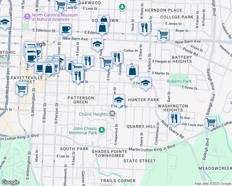 map of restaurants, bars, coffee shops, grocery stores, and more near 507 Alston Street in Raleigh