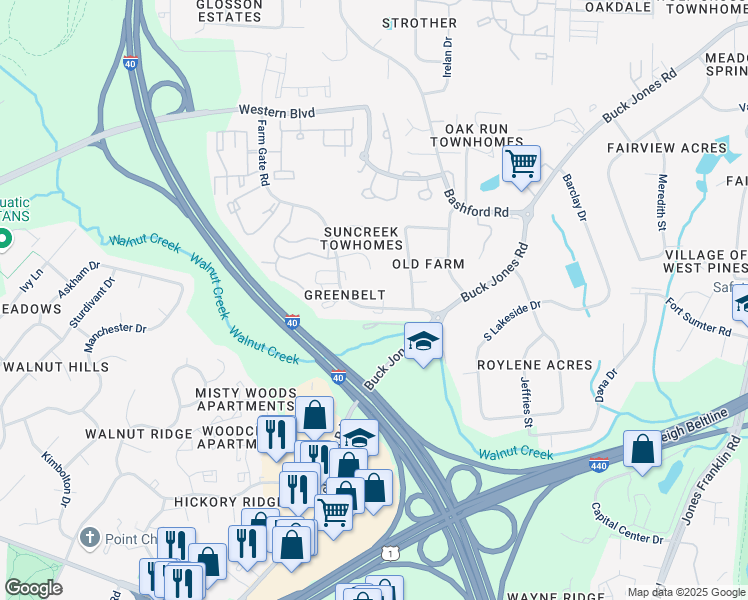 map of restaurants, bars, coffee shops, grocery stores, and more near 610 Dylan Court in Raleigh