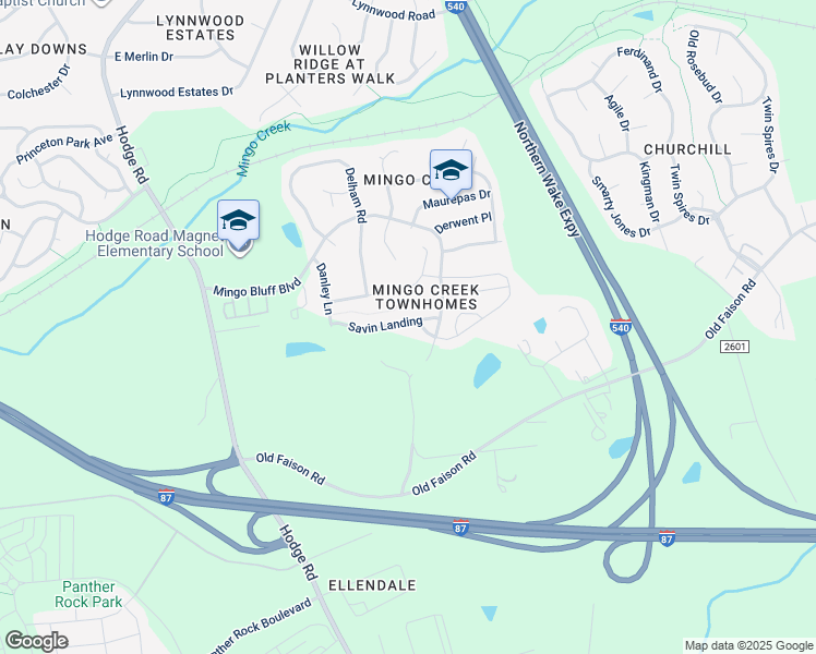 map of restaurants, bars, coffee shops, grocery stores, and more near 905 Savin Landing in Knightdale