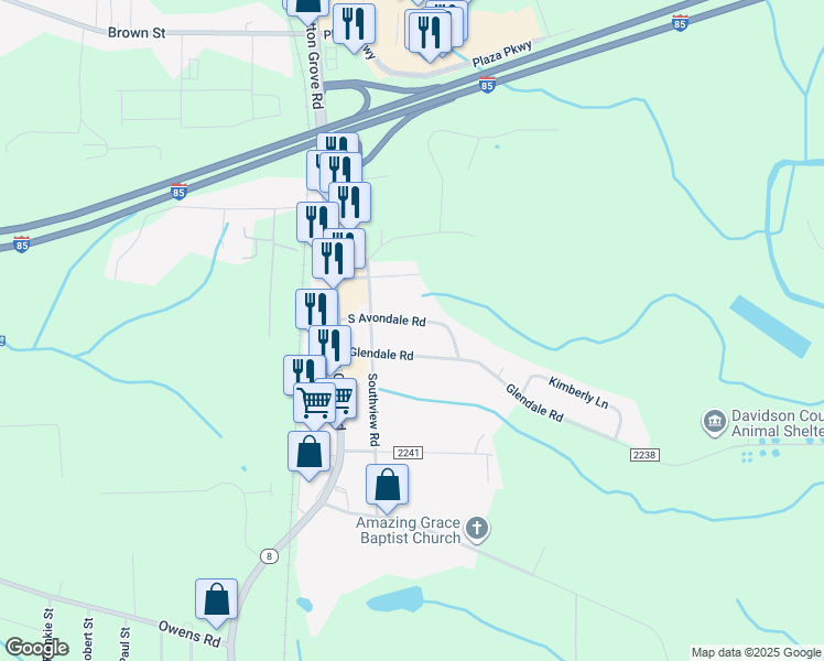 map of restaurants, bars, coffee shops, grocery stores, and more near 113 South Avondale Road in Lexington