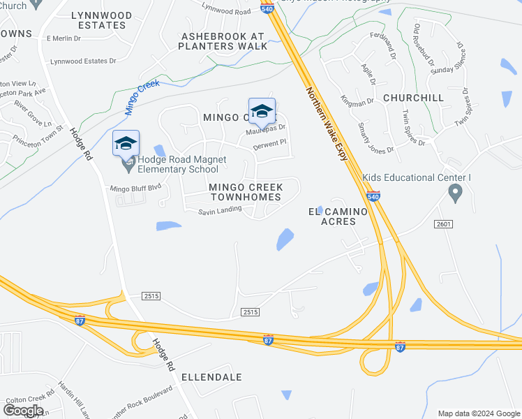 map of restaurants, bars, coffee shops, grocery stores, and more near 412 Montview Way in Knightdale