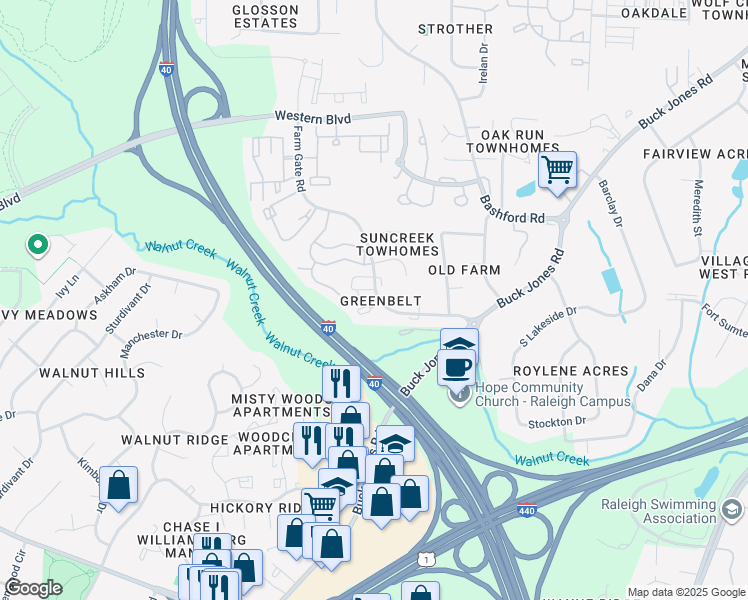 map of restaurants, bars, coffee shops, grocery stores, and more near 700 Godwin Court in Raleigh