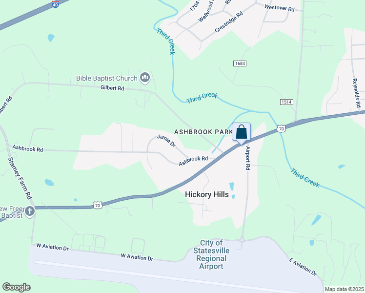 map of restaurants, bars, coffee shops, grocery stores, and more near 145 Gilbert Road in Statesville