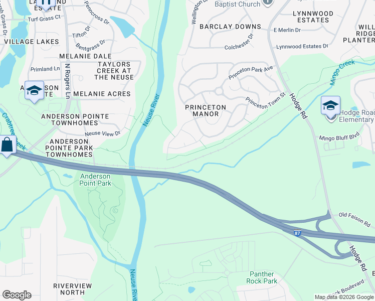 map of restaurants, bars, coffee shops, grocery stores, and more near 2009 Ashland Grove Drive in Knightdale