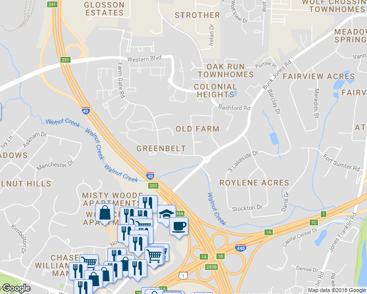 map of restaurants, bars, coffee shops, grocery stores, and more near 600 Harvest Lane in Raleigh