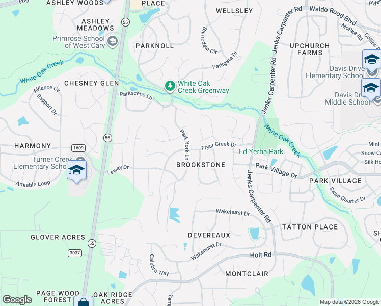 map of restaurants, bars, coffee shops, grocery stores, and more near 205 Carpenter Brook Drive in Cary
