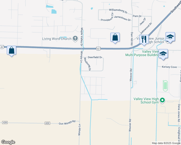 map of restaurants, bars, coffee shops, grocery stores, and more near 5200 Deerfield Drive in Jonesboro