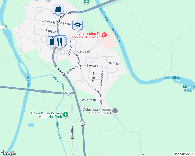 map of restaurants, bars, coffee shops, grocery stores, and more near 100 Porter Street in Centerville