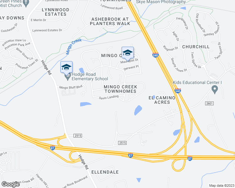 map of restaurants, bars, coffee shops, grocery stores, and more near 904 Savin Landing in Knightdale
