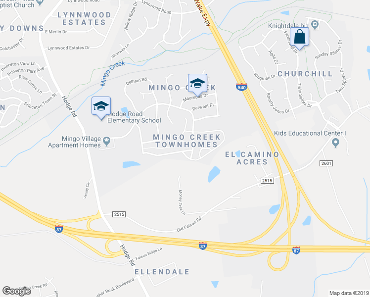 map of restaurants, bars, coffee shops, grocery stores, and more near 814 Savin Landing in Knightdale