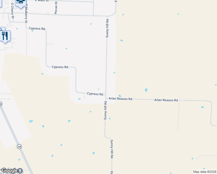 map of restaurants, bars, coffee shops, grocery stores, and more near 515 Sunny Hill Road in Alamo