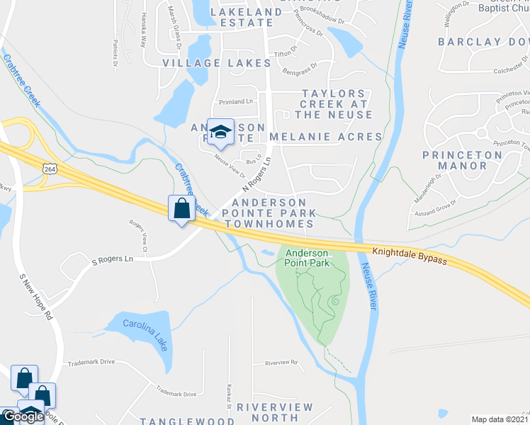map of restaurants, bars, coffee shops, grocery stores, and more near 320 Gilman Lane in Raleigh