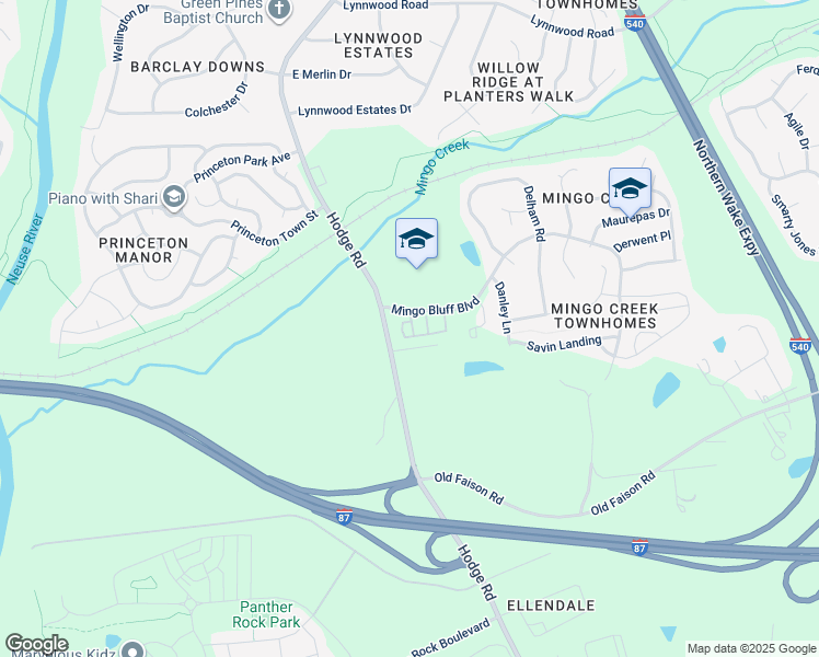 map of restaurants, bars, coffee shops, grocery stores, and more near 2371 Federer Drive in Knightdale