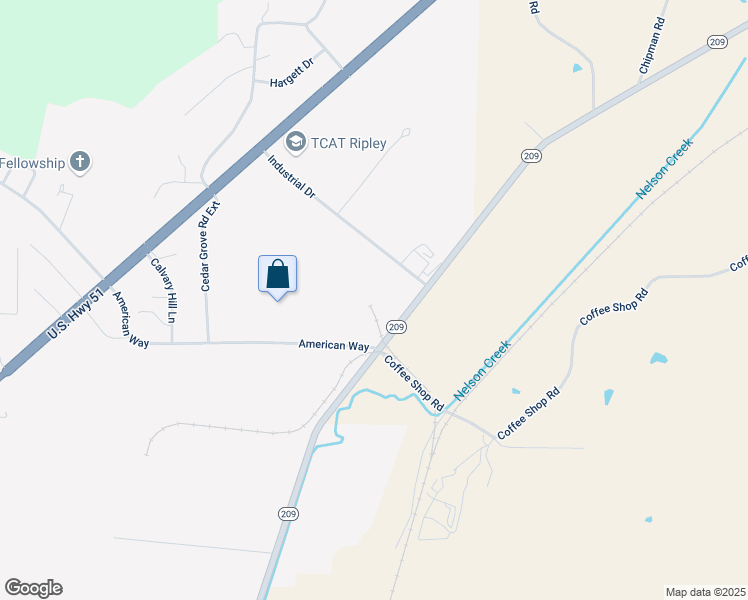 map of restaurants, bars, coffee shops, grocery stores, and more near 108 Industrial Drive in Ripley