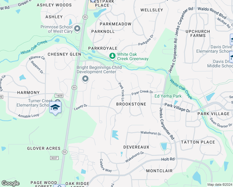 map of restaurants, bars, coffee shops, grocery stores, and more near 402 Fryar Creek Drive in Cary