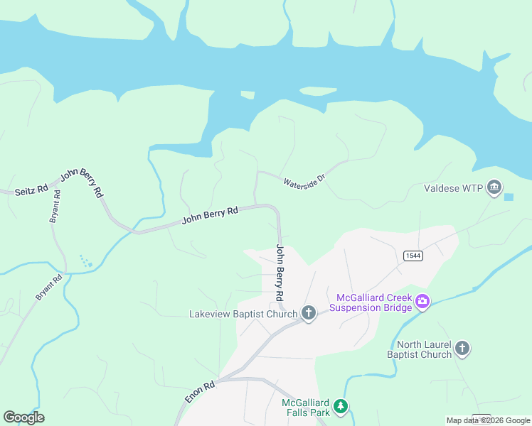 map of restaurants, bars, coffee shops, grocery stores, and more near 1030 Lakeside Way Northwest in Valdese
