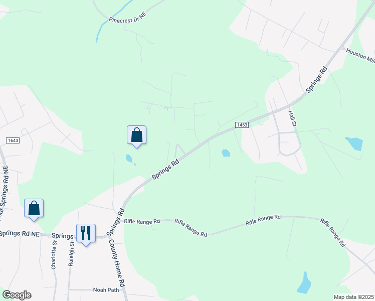 map of restaurants, bars, coffee shops, grocery stores, and more near 5177 Ponderosa Drive in Conover
