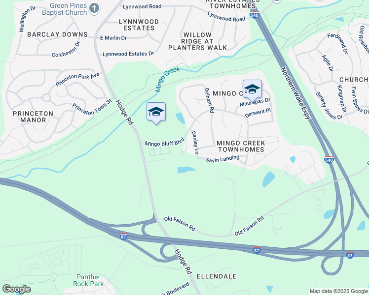 map of restaurants, bars, coffee shops, grocery stores, and more near 2009 Mingo Bluff Boulevard in Knightdale