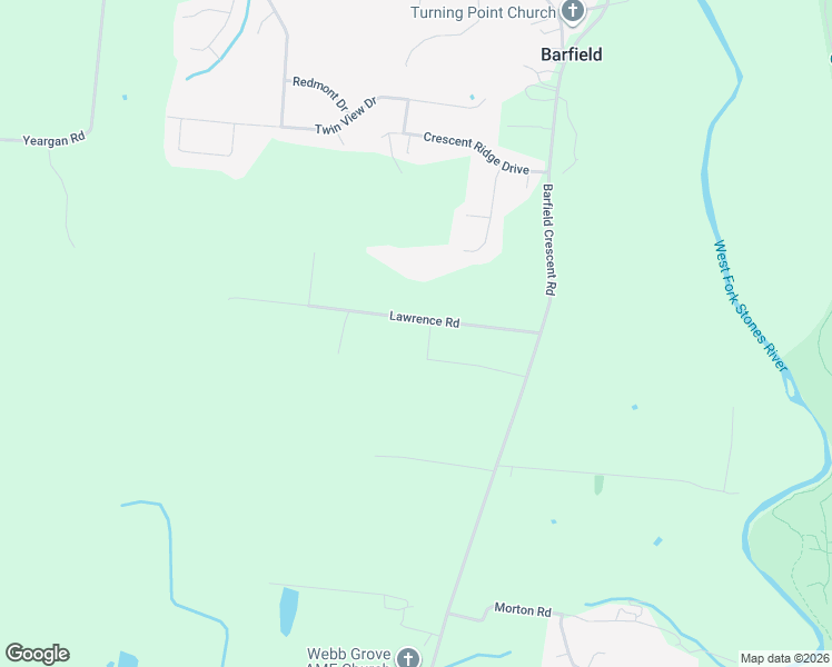 map of restaurants, bars, coffee shops, grocery stores, and more near 1201 Lawrence Road in Murfreesboro