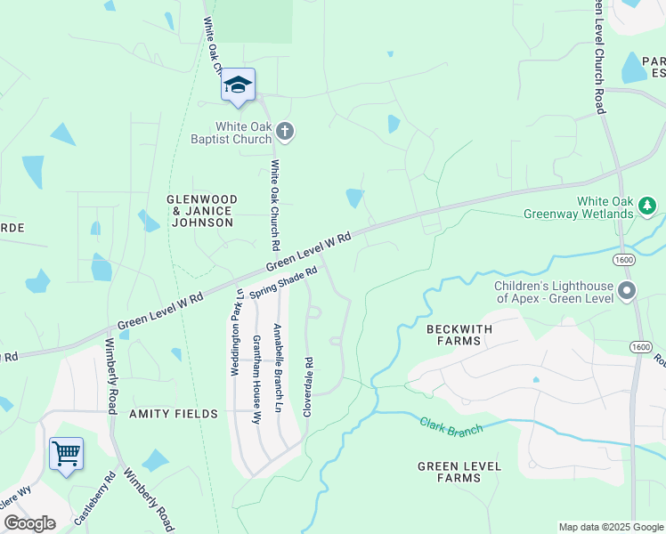 map of restaurants, bars, coffee shops, grocery stores, and more near 117 Oak Haven Lane in Apex