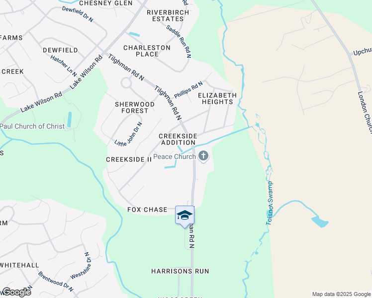 map of restaurants, bars, coffee shops, grocery stores, and more near 2841 Tilghman Road North in Wilson