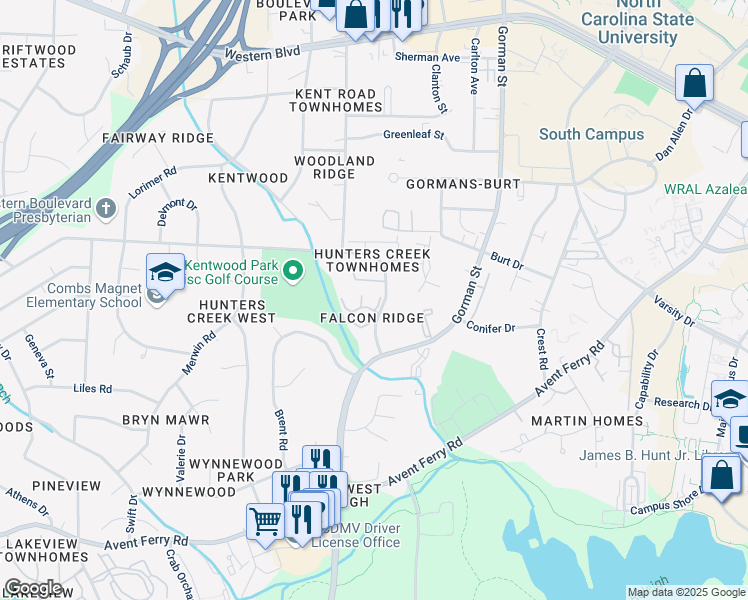 map of restaurants, bars, coffee shops, grocery stores, and more near 2057 Trexler Court in Raleigh