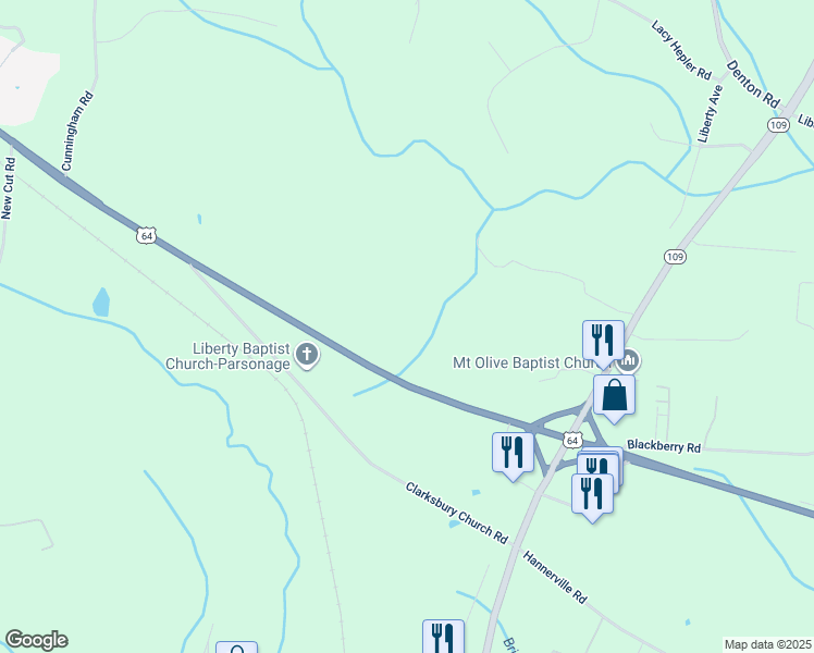 map of restaurants, bars, coffee shops, grocery stores, and more near 8315 East US Highway 64 in Thomasville