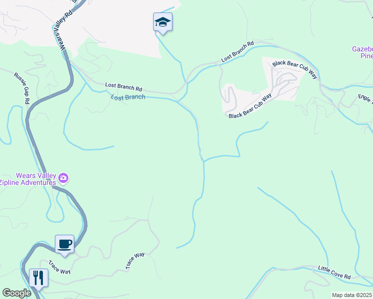 map of restaurants, bars, coffee shops, grocery stores, and more near 3304 Lost Branch Road in Sevierville