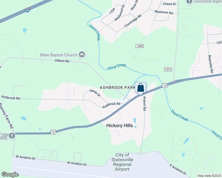 map of restaurants, bars, coffee shops, grocery stores, and more near 145 Gilbert Road in Statesville