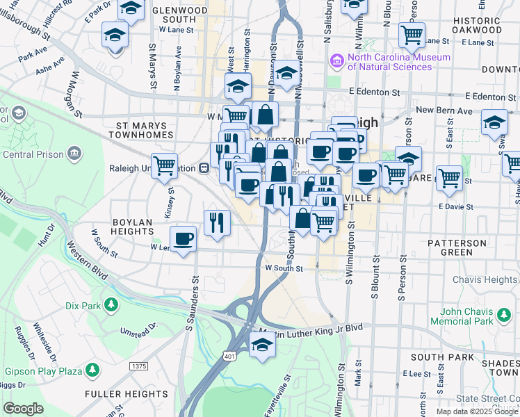 map of restaurants, bars, coffee shops, grocery stores, and more near 417 U.S. 70 in Raleigh