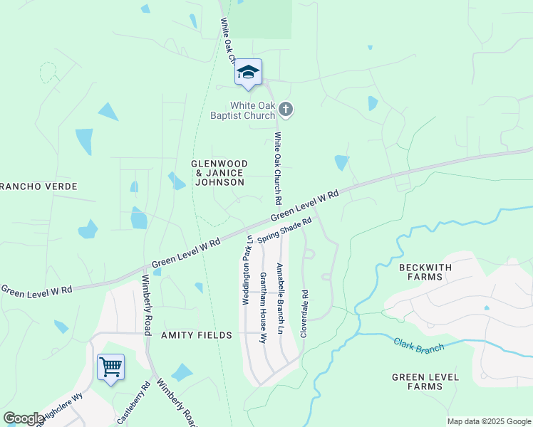 map of restaurants, bars, coffee shops, grocery stores, and more near 2840 Spring Shade Road in Apex