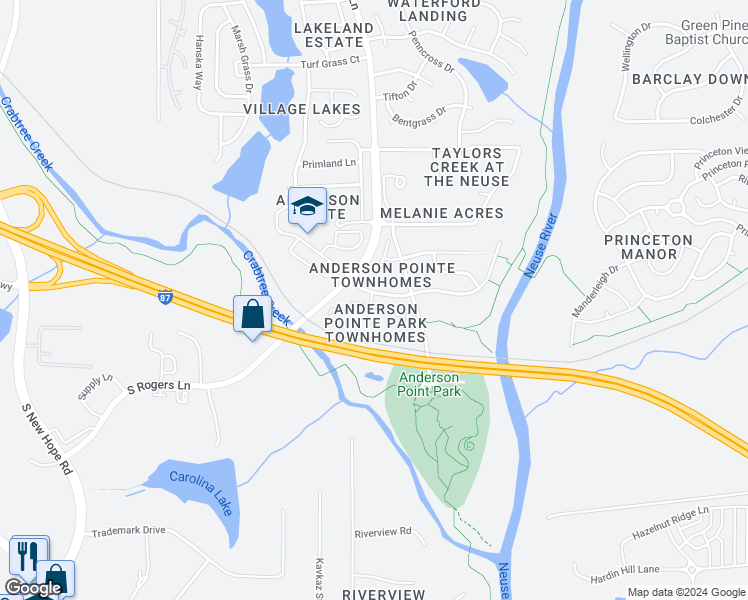 map of restaurants, bars, coffee shops, grocery stores, and more near 331 Gilman Lane in Raleigh