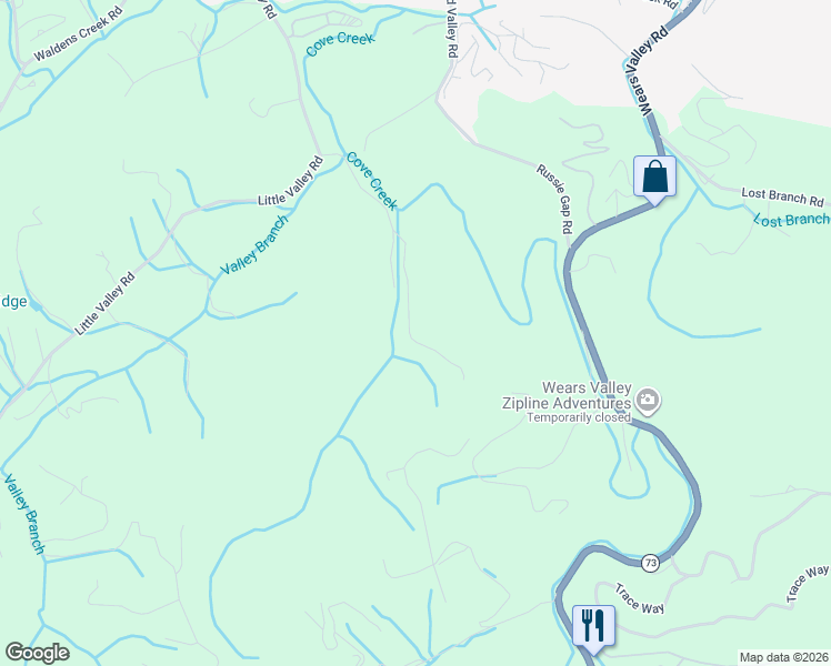map of restaurants, bars, coffee shops, grocery stores, and more near 1639 South Helton Road in Sevierville