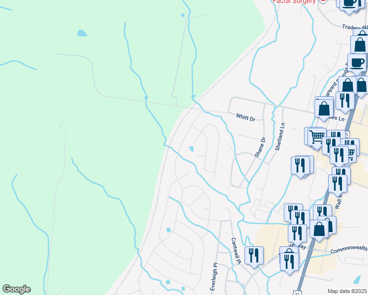 map of restaurants, bars, coffee shops, grocery stores, and more near 4158 Miles Johnson Parkway in Spring Hill