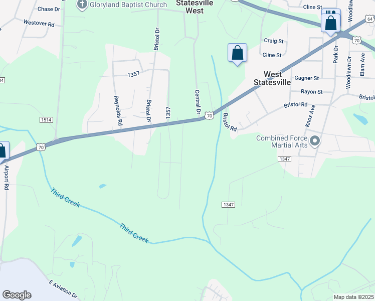 map of restaurants, bars, coffee shops, grocery stores, and more near 819 Candy Drive in Statesville