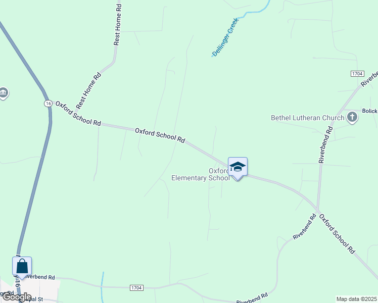 map of restaurants, bars, coffee shops, grocery stores, and more near 6049 Oxford School Road in Claremont