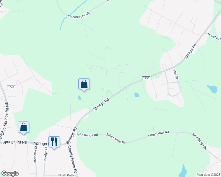 map of restaurants, bars, coffee shops, grocery stores, and more near 5177 Ponderosa Drive in Conover