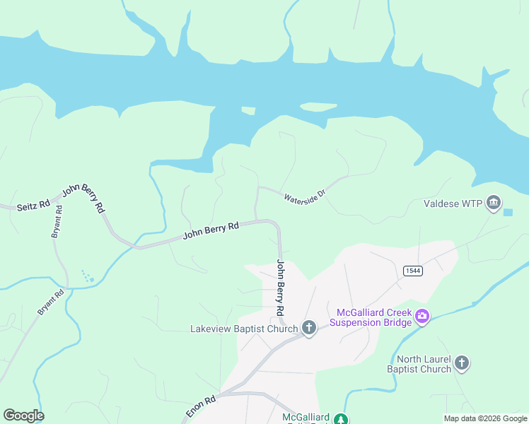 map of restaurants, bars, coffee shops, grocery stores, and more near 1030 Lakeside Way Northwest in Valdese
