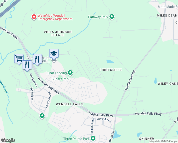 map of restaurants, bars, coffee shops, grocery stores, and more near Dry Canyon Drive in Wendell