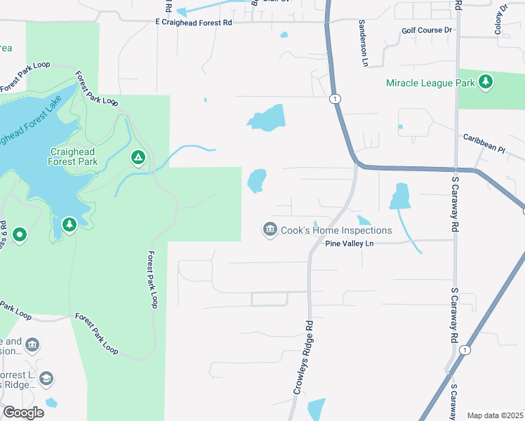 map of restaurants, bars, coffee shops, grocery stores, and more near 1266 Sullivan Circle in Jonesboro