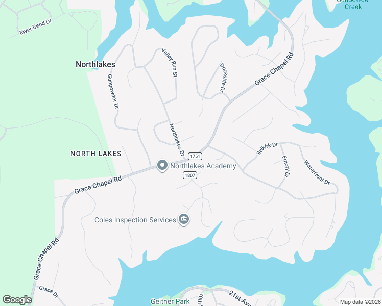 map of restaurants, bars, coffee shops, grocery stores, and more near 6224 Southlake Drive in Hickory
