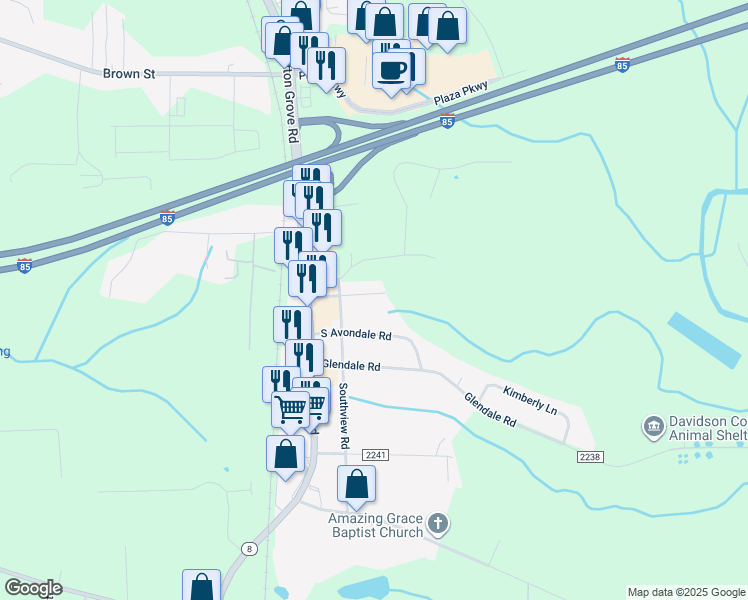 map of restaurants, bars, coffee shops, grocery stores, and more near 109 Mayfair Road in Lexington