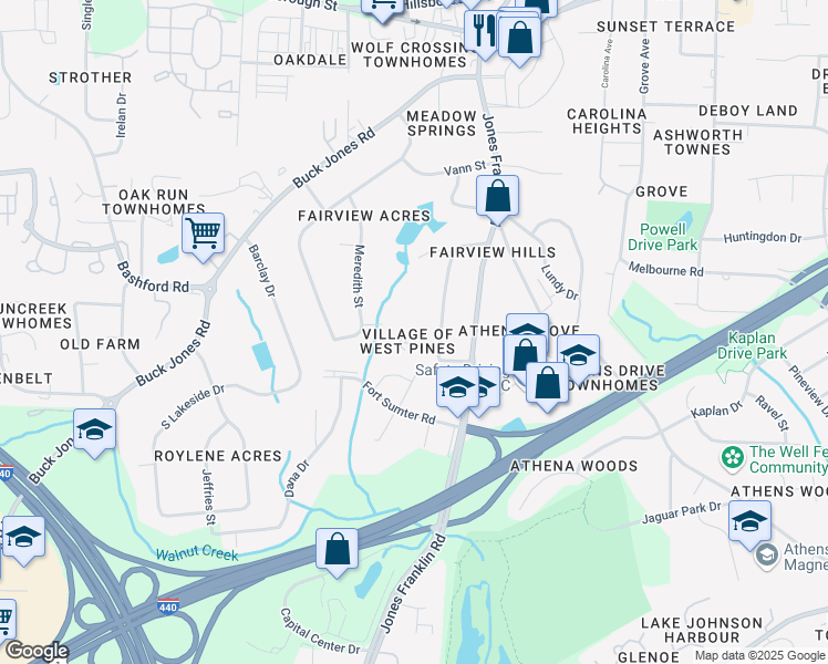 map of restaurants, bars, coffee shops, grocery stores, and more near 5210 Westpine Court in Raleigh